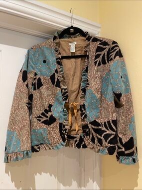 Anthropology Odille velvet Corduroy Ruffle Blazer Whimsy Boho Prairie